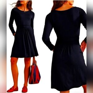 Boden Abigail Long Sleeve Jersey Dress, Color Black, Size 6Pf